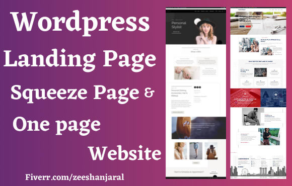 create modern wordpress landing page, squeeze page, one page website