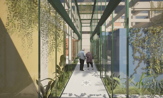 create an architecture render visualization with photoshop