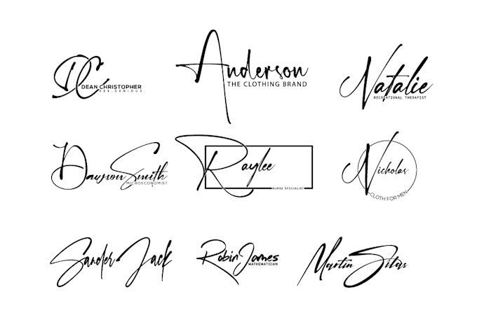 design handwritten, signature, scripted, cursive logo