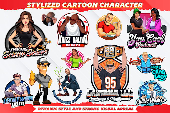 create cartoon mascot logo design with custom character illustration