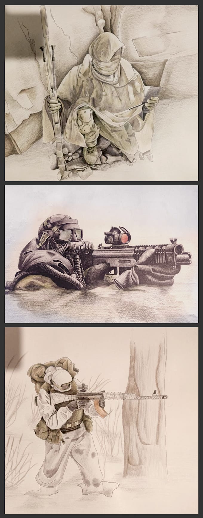 do military illustrations for you with pencil or digital painting