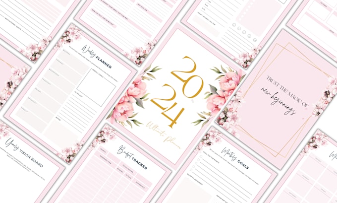 design minimalist custom planner, journel layout, calendar, workbook
