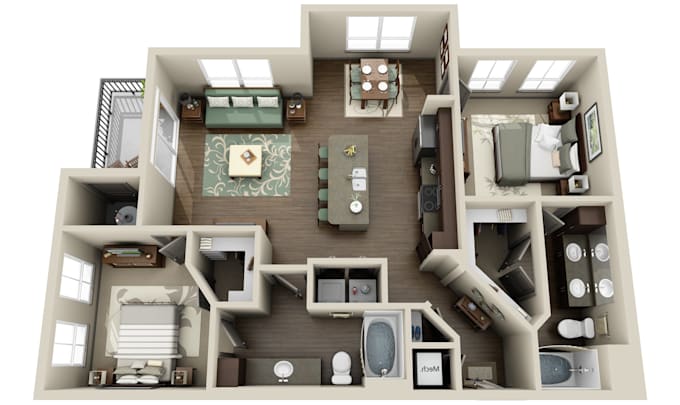 Creare planimetrie 3d, esterno e interno, schizzo del modello