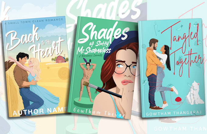 draw illustrated romance book cover design for kdp