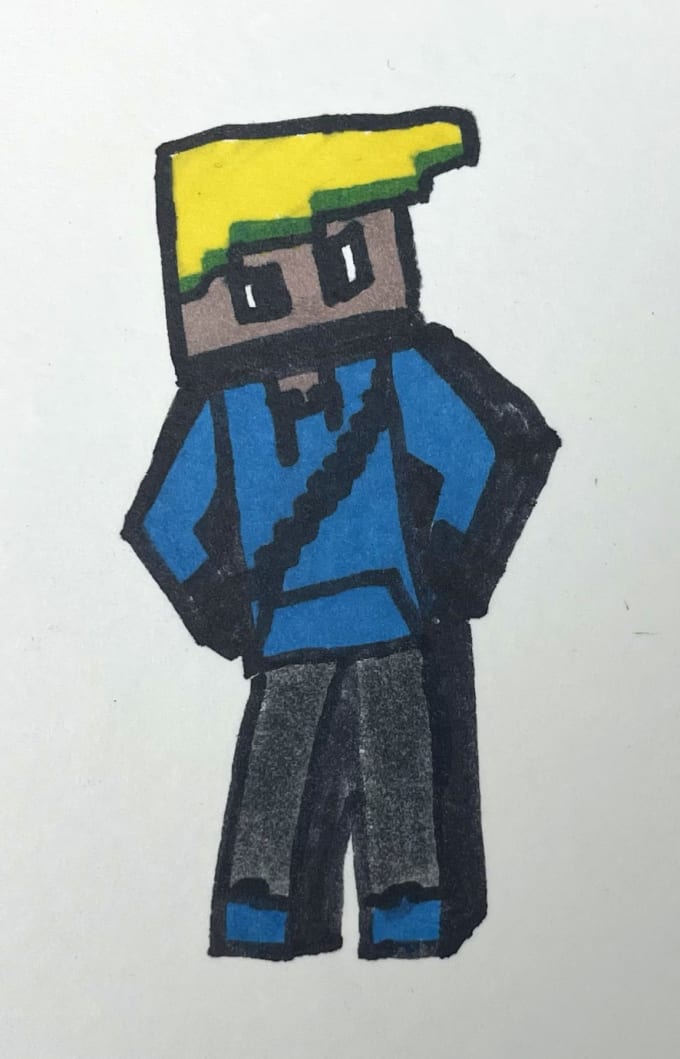 Draw and color for you a minecraft character that looks ...