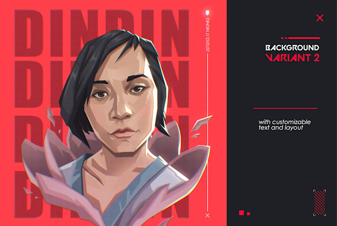 draw you or your character in valorant style portrait