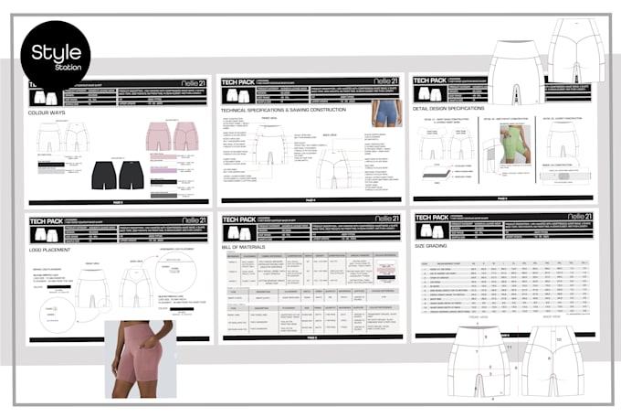 create professional fashion technical sketch and tech packs
