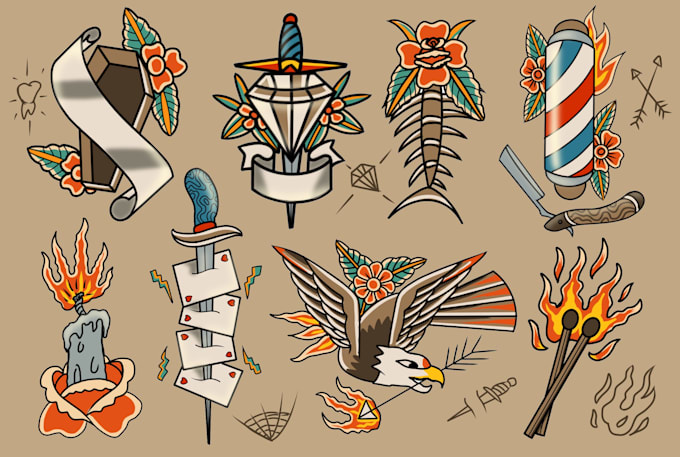 create incredible vintage tattoo design for you