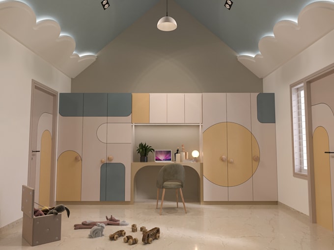 interior design and rendering for children bedroom