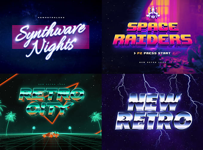 make an 80s style retro text logo