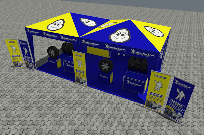 rendering 3d booth exhibition outdoor