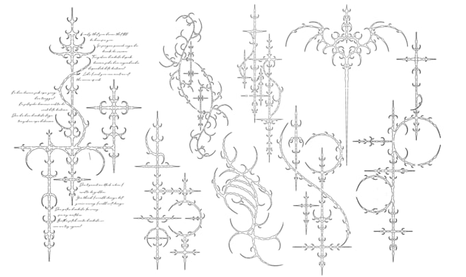 create neo tribal, cyber sigilism, gothic for tattoo and clothing