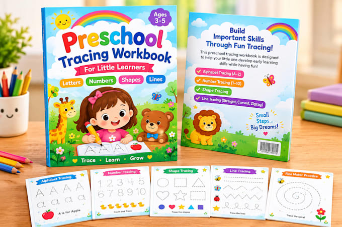 design preschool tracing workbook covers for amazon KDP
