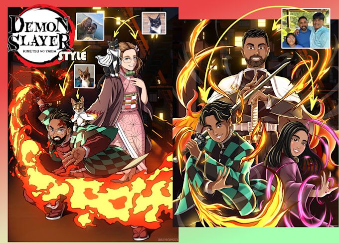 draw kimetsu no yaiba, demon slayer custom portrait