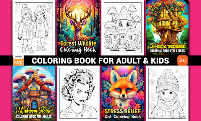 design adult coloring book kids coloring book for amazon kdp coloring book pages