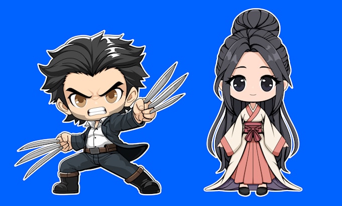 draw chibi character with anime style for mascot, avatar, merchandise