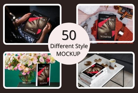 create professional book cover mockup 50 different styles