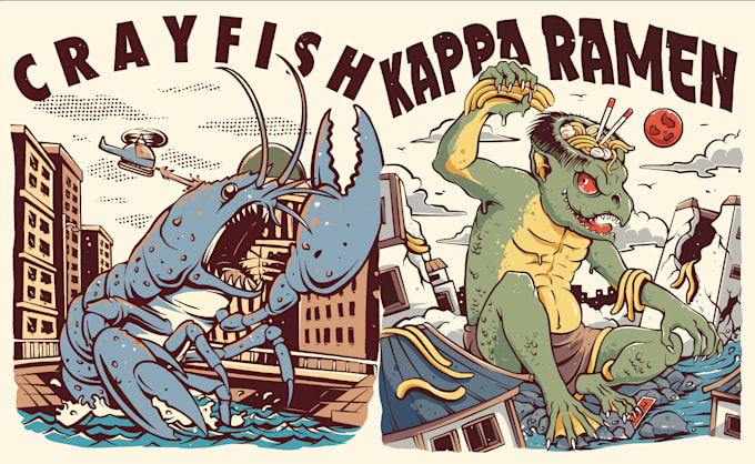 custom animal, monster or creatures illustration for t shirt