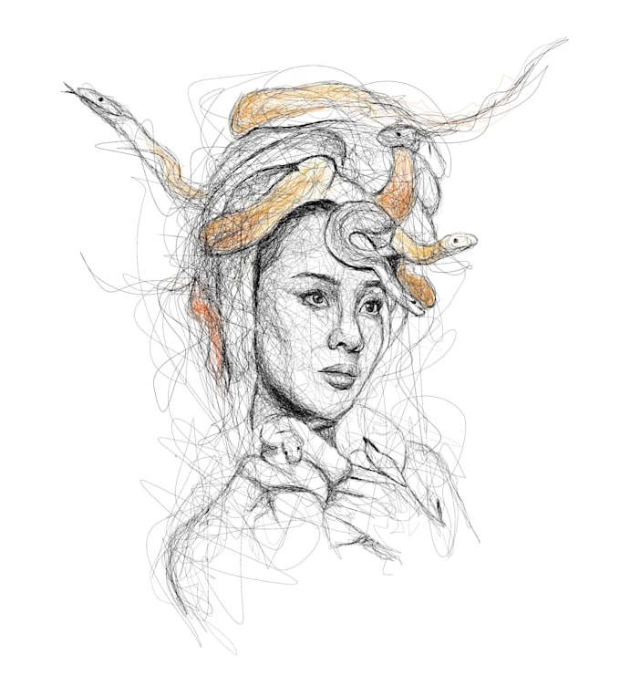 draw cool scribble art from portrait photo