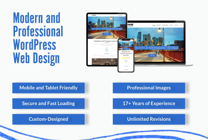 I will create a modern wordpress website with a unique web design