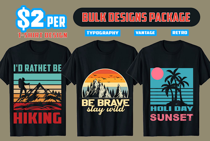 create custom  graphic and merchandise bulk t shirt design