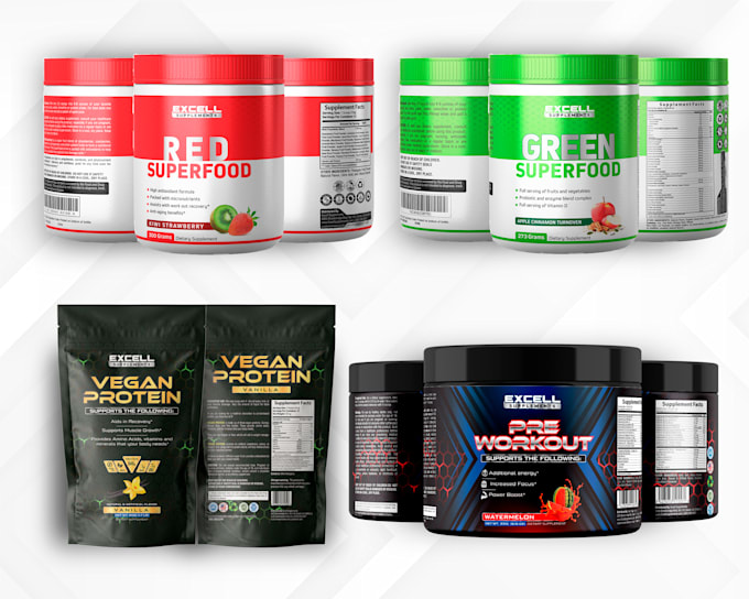 make supplement label design product mockup and label design