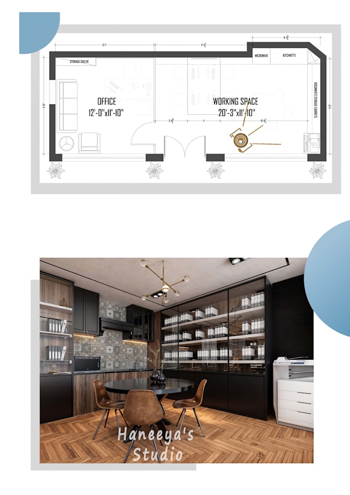 create modern office, retail and commercial interiors with realistic 3d renders