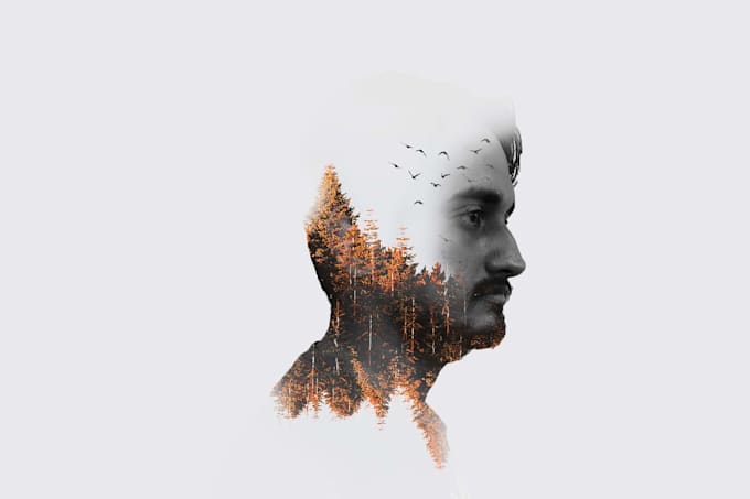 do double exposure to your picture and text artwork