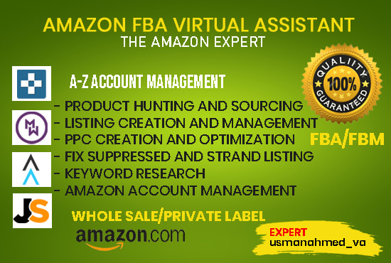 be your expert amazon virtual assistant, private label,fba
