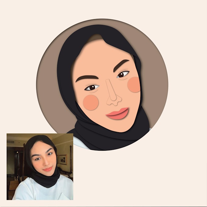 Draw a headshot illustration from photo by Hobikugambar Fiverr