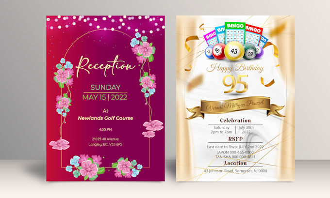 design invitation, wedding, birthday and greeting card