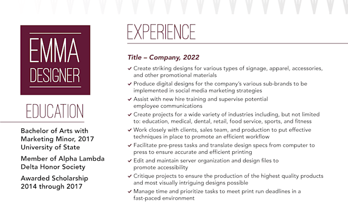 design an eyecatching resume