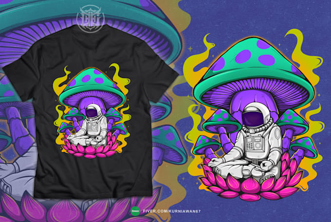 illustrated simple trippy psychedelic t shirt design