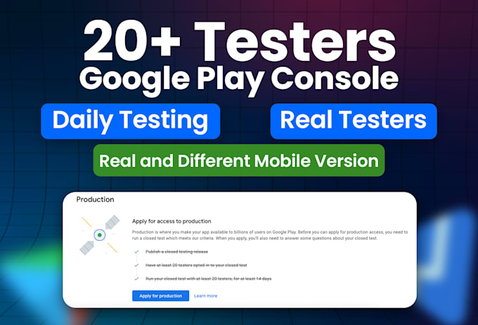 provide google play close testers, 12 or 20 testers for play store