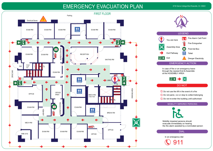 Draw emergency evacuation plan, maps, diagram as per osha, nfpa, iso ...