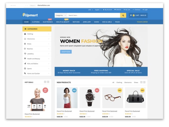 Design an ecommerce website using html css javascript and php by