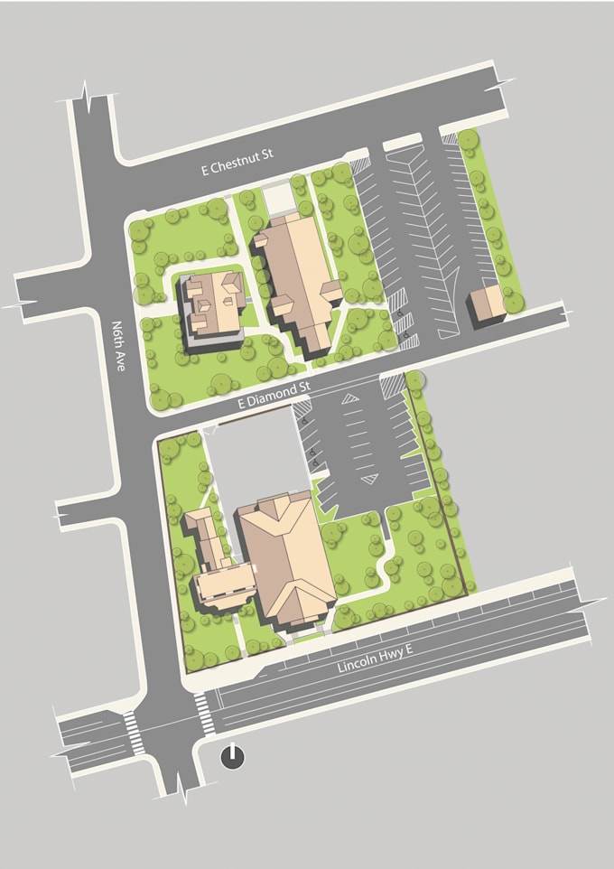 do a site plan illustration in details