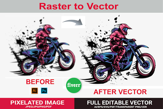 convert to manual vector, vector trace, vectorise, redraw, convert to vector
