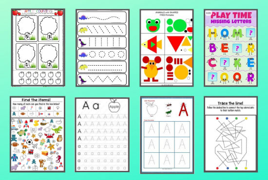 design custom worksheets and activity book for kids