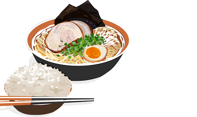drawing noodles in vector illustration