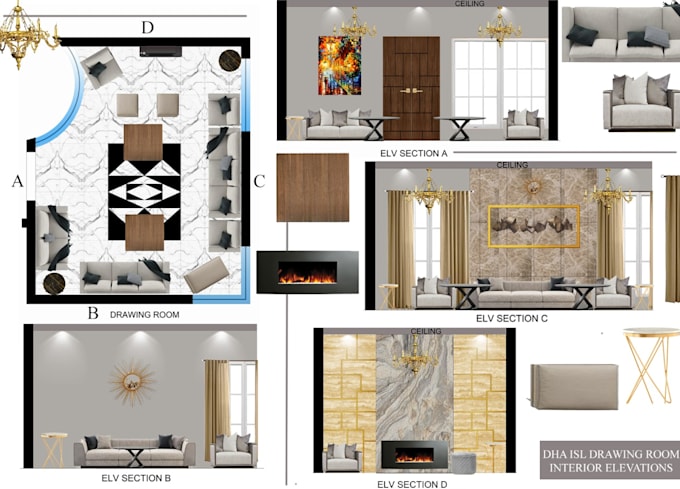 design and render a professional 2d floor plan in photoshop