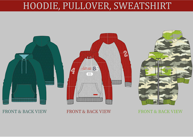 do amazing hoodie, sweatshirt, pullover sketch and tech pack