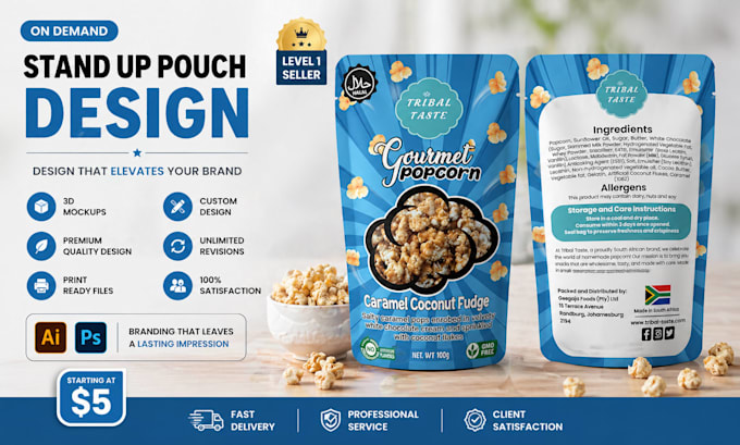 do stand up pouch design, bag design, mylar bag packaging design