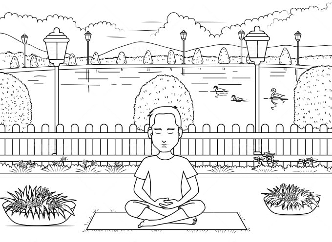 Do draw line drawing for coloring pages book on any subject by