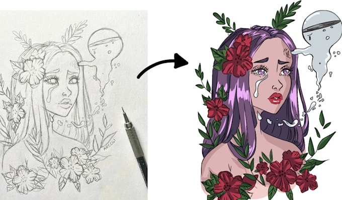 convert your drawing into digital illustration
