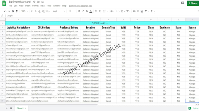 provide active and valid niche targeted email for marketing