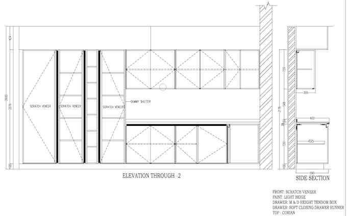 provide kitchen cabinetry 2d drawing