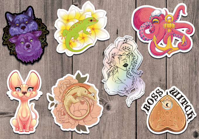 design cute stickers, sticker sheets, animals and objects