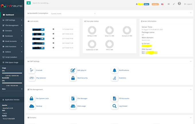 install cwp centos web panel and configure on the server