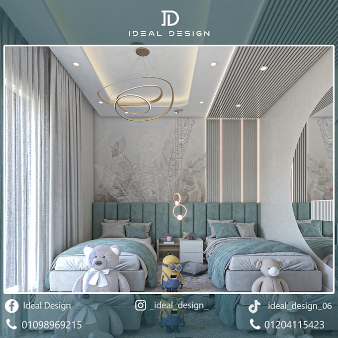 do kids bedroom interior design with 3ds max rendering